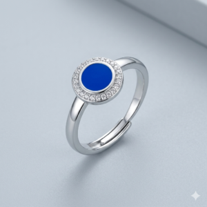 modern geometric cobalt blue sterling silver adjustable ring protection jewelry