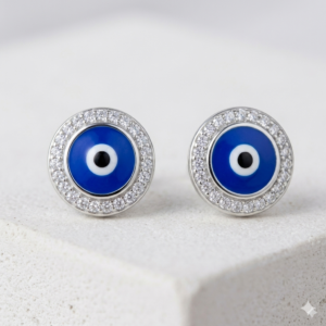 classic blue evil eye stud earrings protection & style jewellery