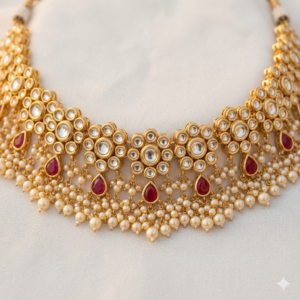 regal kundan & red ruby choker necklace set traditional bridal jewelry